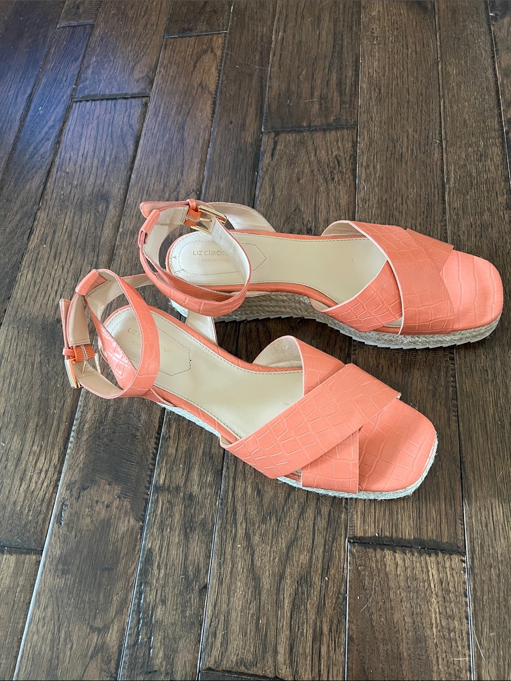 Liz Claiborne Coral Orange Espadrille Sandals